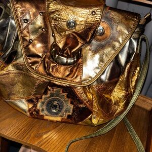 Gold and Silver Patchwork Women's Bag